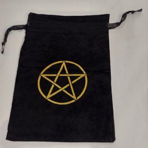 Drawstring Fabric Bag:  Black Pentacle